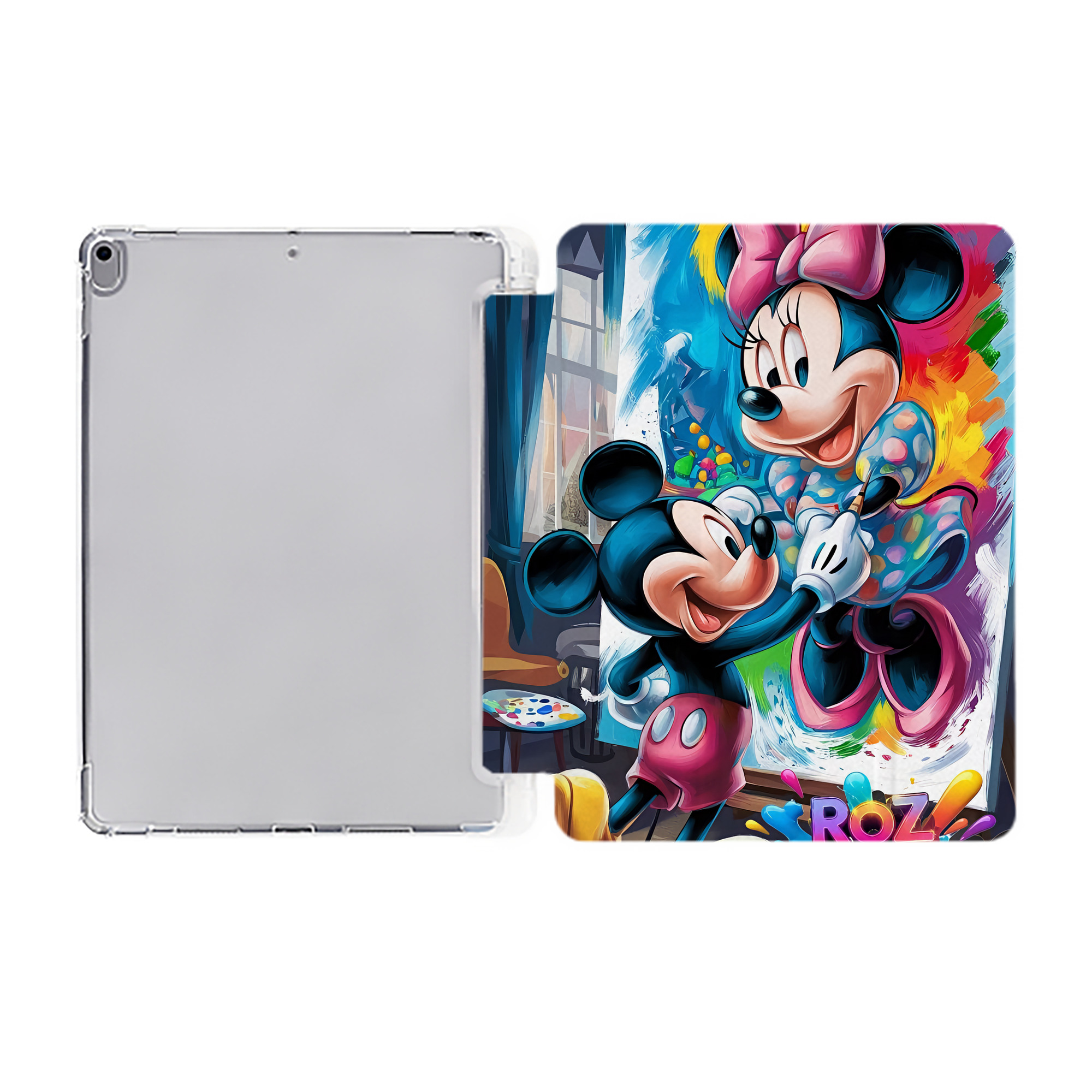 （画像用） ミッキーマウス Mickey Mouse IPad ケース ペン収納付き 三つ折りスタンド PUレザー×シリコン 対応機種9.5/10.5/10.9インチ